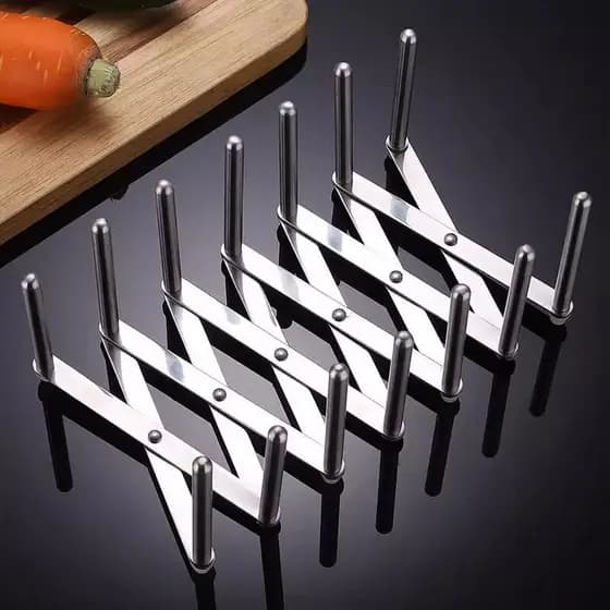 Aço inoxidável retrátil ajustável prato rack de armazenamento cozinha dobrável Multi-Purpose vapor rack pote tampa rack