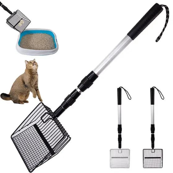 Pá para areia de gato, cabo retrátil, cabo estendido, Metal, pá para areia de gato, Tofu, areia de gato, pá de praia, se
