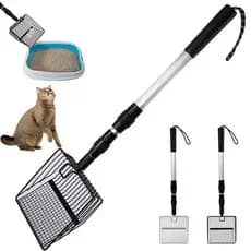 Pá para areia de gato, cabo retrátil, cabo estendido, Metal, pá para areia de gato, Tofu, areia de gato, pá de praia, se