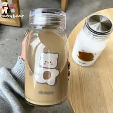 Jiang Yan mesmo estilo copo japão Kumanoya ins influenciador urso bebida vidro dos desenhos animados copo de água quente