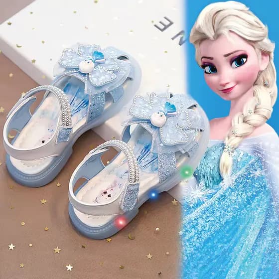 Meninas sandálias 2026 novo estilo verão crianças Baotou piscando luz sapatos de cristal meninas bebê antiderrapante est