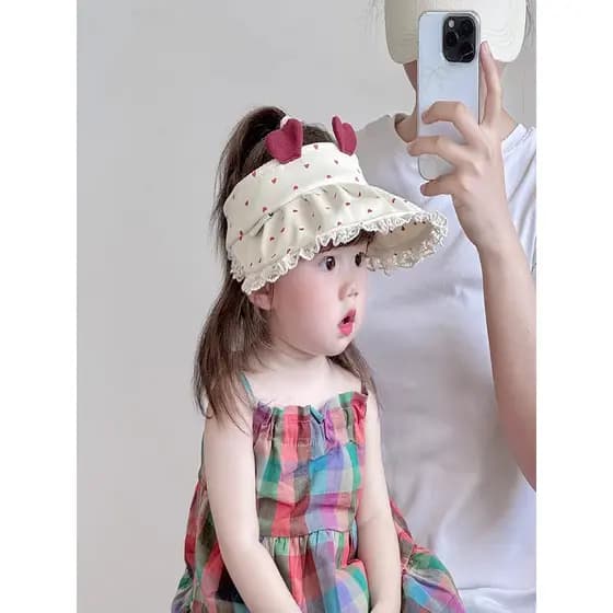 Chapéu de bebê verão estilo fino guarda-sol protetor solar vazio chapéu superior infantil aba grande chapéu de princesa