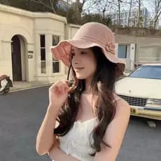 Chapéu rosa verão ao ar livre moda chapéu de sol feminino protetor solar balde chapéu feminino versão coreana onda grand