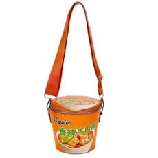 Bonito raro estranho pequeno bolsa de ombro versão coreana único balde de macarrão instantâneo viagem nicho passeio pres