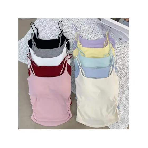 Colete sutiã integrado roupa interior pequeno estilingue novo estilo roupas femininas plissado bonito volta Bottoming co