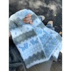 Phil Island Estilo Gatinho Dupla Face Lã Cachecol De Malha Feminino Azul Branco Estilo Preppy Quente Cachecol Engrossado