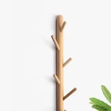 Cabide de parede de madeira maciça, sem perfuração, cabide de parede para quarto, sala de estar, cabide de roupas
