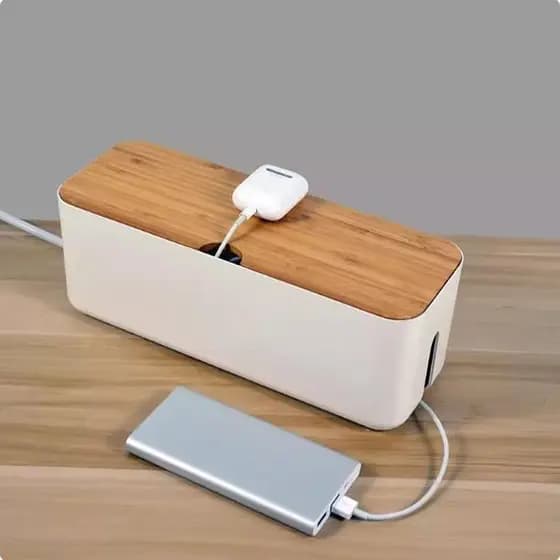 Tomada caixa de armazenamento tira energia cabo de alimentação carregador fio armazenamento ferramenta útil Desktop Hub