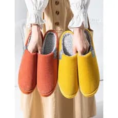 Inverno novo estilo chinelos de algodão feminino interior casa quente antiderrapante sola macia casal bonito mudo forro