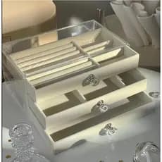 Caixa de armazenamento de jóias de grande capacidade requintado flanela organizador caixa brincos anel pulseira colar ca