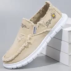 Sapatos de lona masculinos primavera outono respirável sapatos masculinos de sola macia deslizamento em sapatos tênis ve