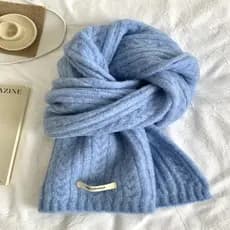 Branco gelo azul ~ estilo coreano ins macio ceroso padrão de cânhamo cachecol de malha inverno masculino feminino estuda