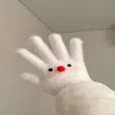 Boneco de neve tímido ~ Blush bonito branco puro pelúcia luvas de cinco dedos meninas inverno menina coração estudantes