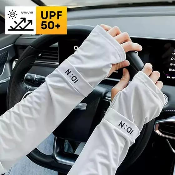 Protetor solar mangas de gelo das mulheres dos homens verão condução Anti-ultravioleta estilo fino respirável de uma peç