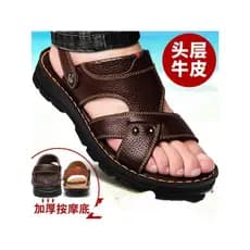 Sandálias masculinas de couro genuíno sapatos de praia sandálias casuais chinelos primeira camada de couro antiderrapant
