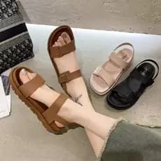 2024 verão novo estilo sandálias femininas exterior Wear combinando saia plana Velcro sola macia moda esportes mulheres