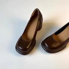 Hepburn estilo Retro único sapatos marrom boca rasa Mary Jane sapatos nicho salto grosso All-Match pequena moda salto al