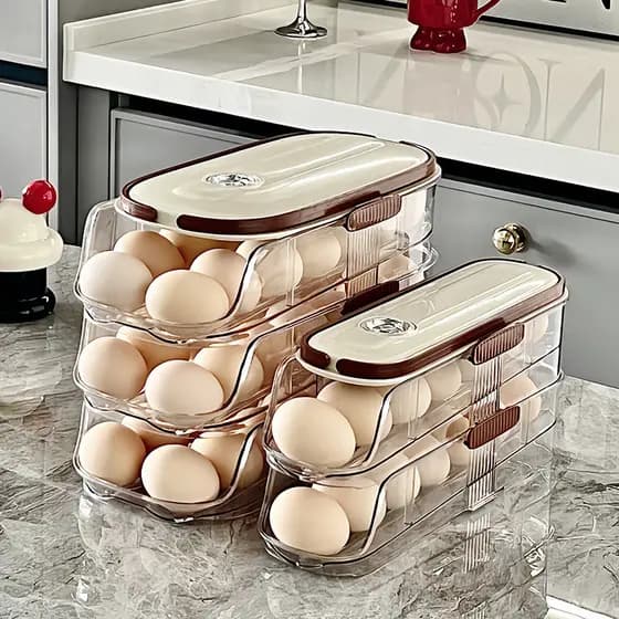 Caixa de armazenamento de ovos portátil geladeira porta lateral Rack de armazenamento cozinha tipo gaveta dedicada caixa
