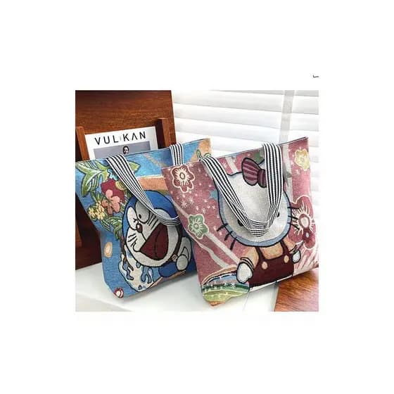 [Bolsa de pasta de livro embalada em bolsa] Bolsa de lona bordada Bolsa de ombro para meninas Bolsa de mamãe Bolsa de li