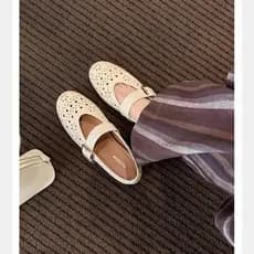 Primavera verão novo estilo estilo francês oco esculpido buraco de uma palavra Mary Jane sapatos femininos