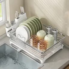 Prato de cozinha rack de armazenamento prato dreno cesta prato rack pia colocar talheres rack doméstico armazenamento mu