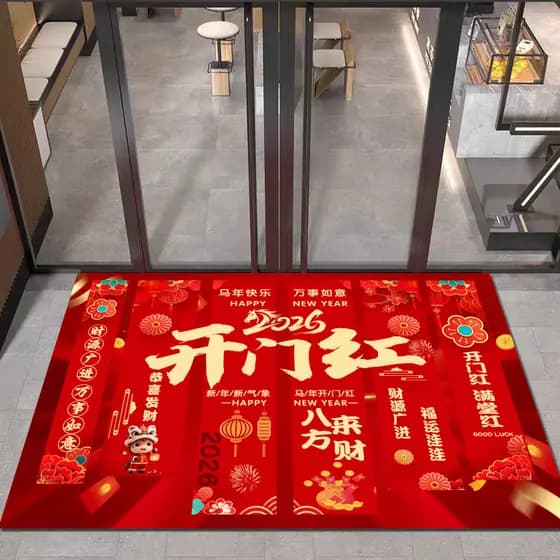 2026 Ano do Cavalo Ano Novo Abertura da Porta Vermelha Local de Trabalho Empresa Decoração Layout Tapete Dia de Ano Novo