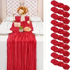 Fábrica de venda quente boêmio fantasia Bali gaze Crepe corredor de mesa tiras de queijo torção plissada toalha de mesa
