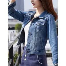 Jaqueta jeans feminina estudante versão coreana solta jaqueta jeans topo curto feminino 2026 primavera outono Casual jaq