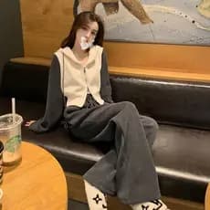 Terno esportivo Casual feminino primavera outono novo estilo elegante mais magro olhar pequeno outono estilo ocidental c