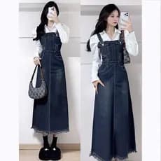 Drama coreano heroína série de chá usar um conjunto completo 2026 primavera sal série luz madura Retro Denim cinta saia