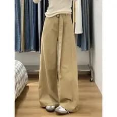Calça Jeans cáqui de perna larga feminina primavera Plus Size gordura mm cortina solta mais fina Design Casual calça ret