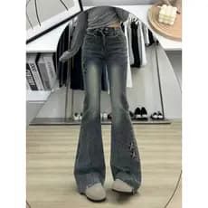 Retro cintura alta queimado Jeans feminino primavera novo estilo tamanho grande gordura mm mais magro olhar arco estiram