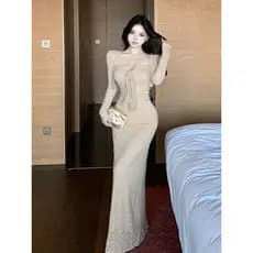 Puro desejo quente menina Design atado estilingue vestido feminino primavera outono temperamento fino-ajuste mais magro