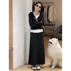Série fria coreano chique usar um conjunto completo de roupas femininas outono inverno combinando moletom com capuz saia