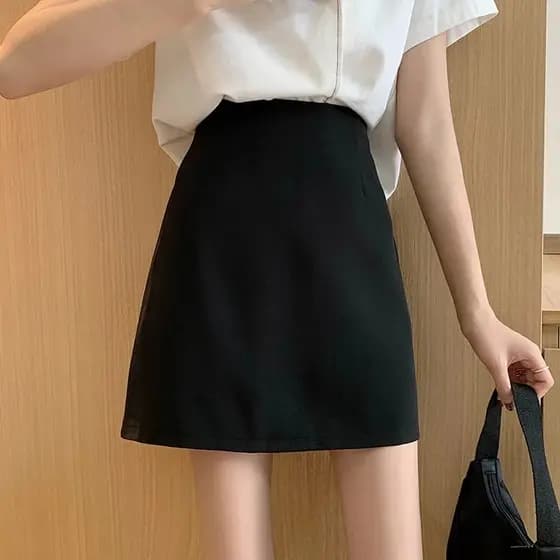 Saia preta feminina 150XS verão cintura alta A linha Hip saia pequena 145 saia de trabalho saia ocidental vestido Formal