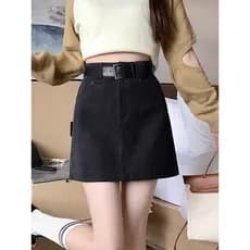 Saia de veludo preto feminina saia pequena saia curta outono inverno cintura alta elegante saia capa cruz a linha saia