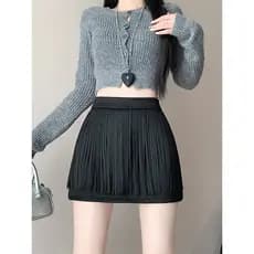Retro franjas de pele de veado saia de veludo feminina pequena saia curta outono Culottes Anti-reflexo saia linha A saia