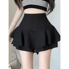 Saia preta bolo saia feminina pequena verão saia curta cintura alta mais magro olhar a linha saia Mini curto inchado gua