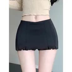 Pequena fenda saia preta feminina outono mais magro olhar a linha saia de cintura alta saia curta Hip-embalado saia quen