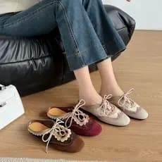 Nicho de pele de carneiro Retro estilo dinheiro antigo rendas sapatos de treinamento alemão moda feminina All-Match Casu