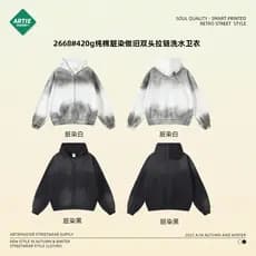 ARTIE roupas masculinas 丨 sujo tingido Retro angustiado Street Wear moletom masculino oversize solto lavado fino moletom