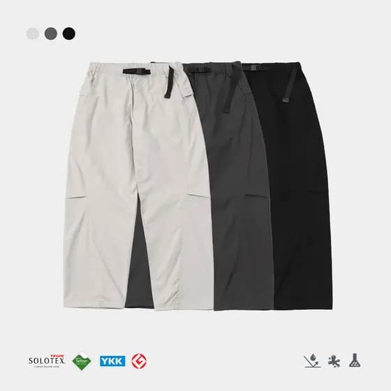 Roupas masculinas 丨 ss solto geométrico Split calças de perna larga solotex Anti-rugas três-prova dobra calças casuais m