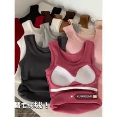 Cinza com almofada no peito camisola interna feminina verão branco escovado fino ajuste bonito volta sem mangas curto Bo
