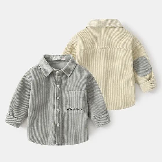 Meninos camisa de manga comprida primavera inverno estilo ocidental 2026 novo estilo primavera veludo infantil topo prim