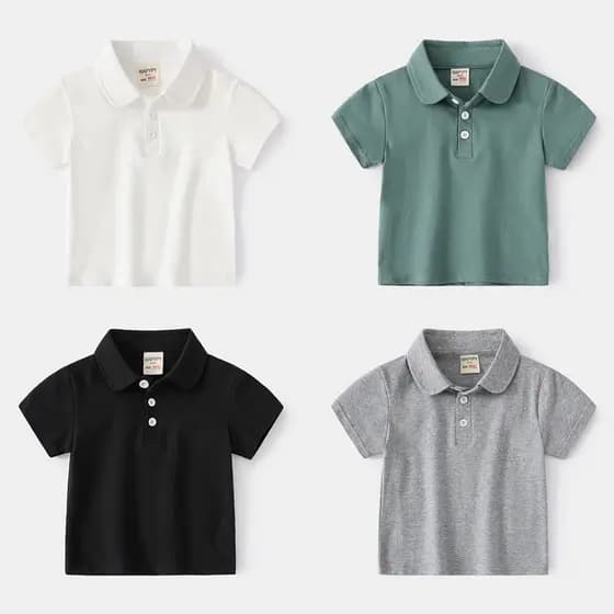 Crianças camisa Polo de cor sólida 2026 verão novo estilo versão coreana menino Casual algodão lapela manga curta camise