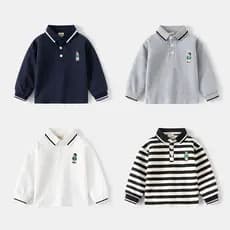Crianças camiseta de manga comprida 2026 primavera novo estilo meninos puro algodão camisa POLO bebê moda camisa de fund