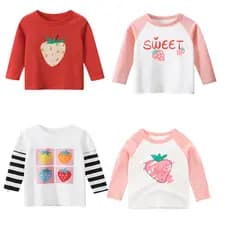 Versão coreana roupas infantis primavera outono novos produtos 2026 meninas puro algodão camiseta de manga comprida cami