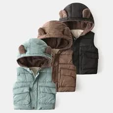 Colete para meninos com capuz bebê primavera inverno colete versão coreana roupas infantis pequeno médio crianças engros