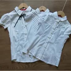 Meninas camisas brancas camisas de manga curta camisas infantis verão estilo fino médio grande crianças