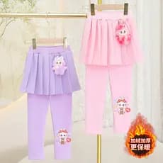 2025 novo estilo meninas moda Leggings plissadas outono inverno forro de lã engrossado exterior usar Culottes princesa f
